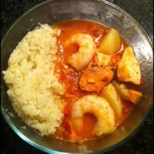 Seafood Stew Over Cauliflower Rice
