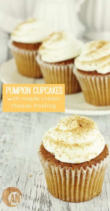 Pumpkin Cupckaes with Maple Cream Cheese Frosting 