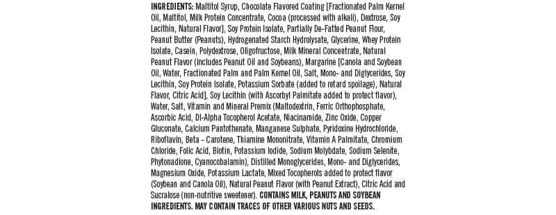 ingredient list of Herbalife peanut butter protein bar