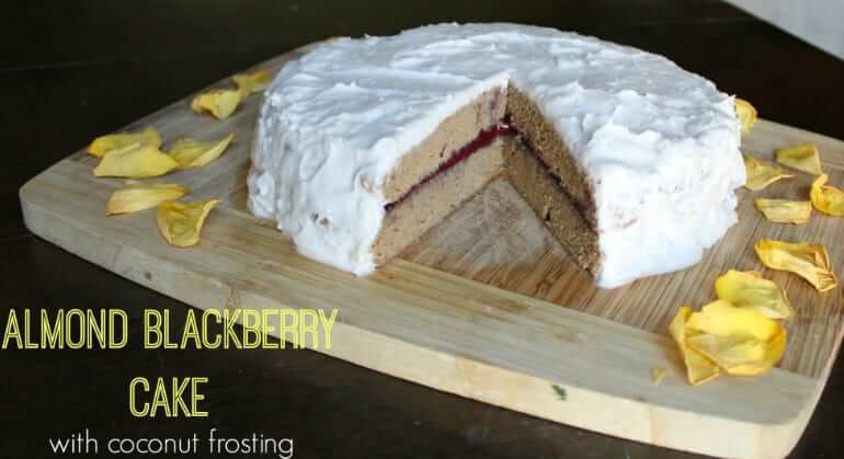Almond Blackberry Cake with Coconut Frosting