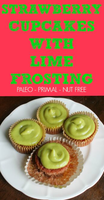Paleo Strawberry Cupcakes with Lime Frosting