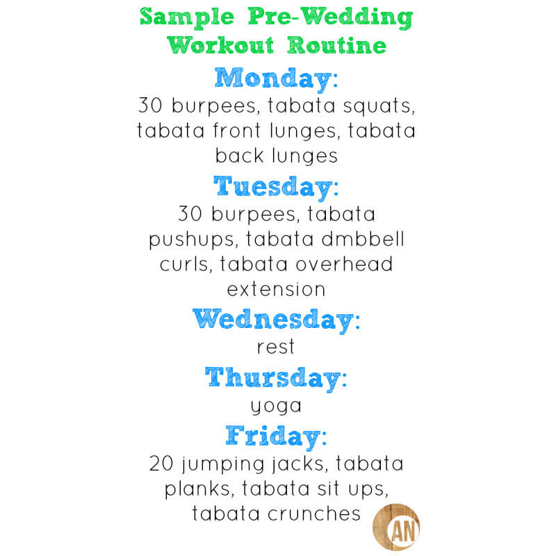 Great tips and ideas for getting into wedding shape! Find out what I'm eating and how I'm exercising.