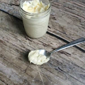 Bacon Fat Mayo in a small glass jar