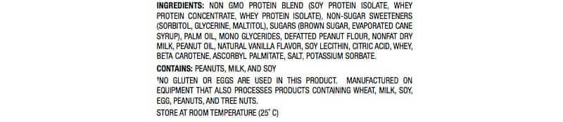 ingredients of usana peanutty delite