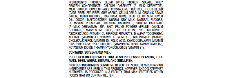 ingredient list for usana chocolate nutrimeal