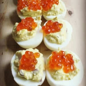 Superfood Deviled Eggs with Salmon Roe