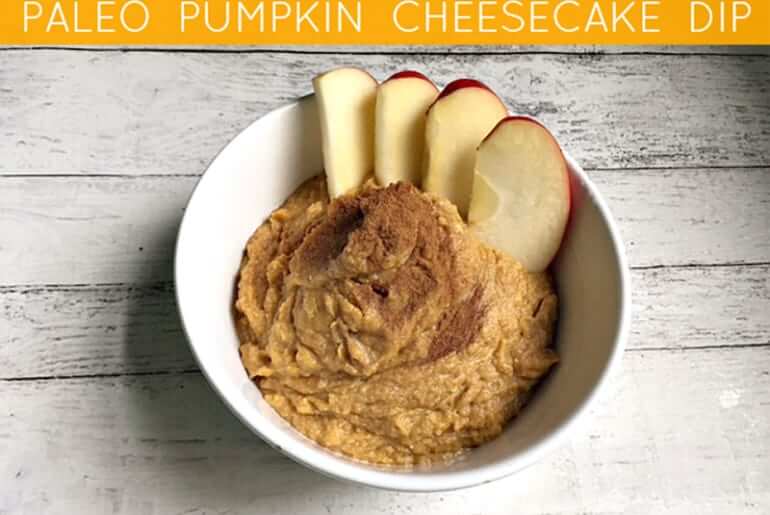 Paleo Pumpkin Cheesecake Dip - a healthy fall dessert that is ready in under five minutes and tastes awesome!