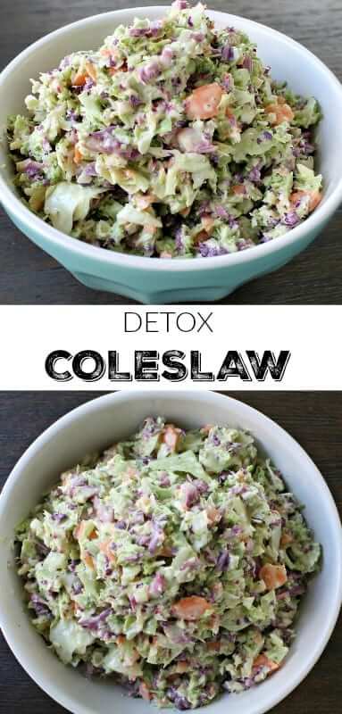 Detox Coleslaw - loaded with cruciferous veggies to prevent cancer, detox the liver for clearer skin and more energy and promote regularity! #detox, #slaw