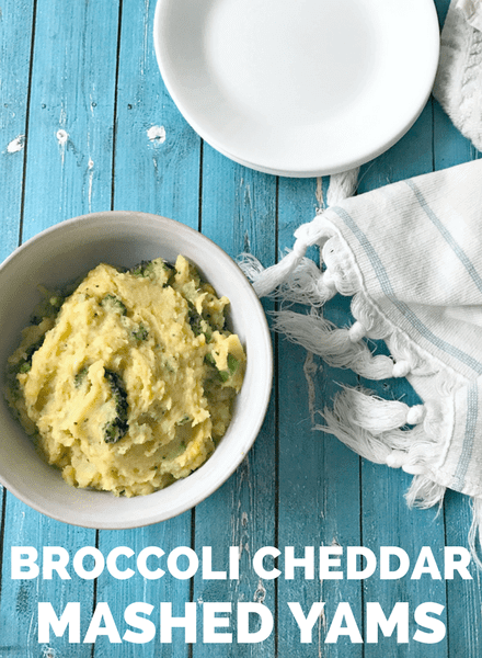 This Broccoli and Cheddar Mashed Yams are EVERYTHING! We’ve got yams, broccoli and grass-fed cheddar. An all-around healthy side dish and a great way to sneak in broccoli if your kids aren’t fans. #sidedish, #yams