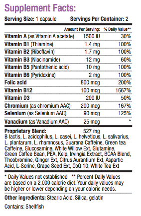 Le-Vel Thrive Multivitamin Ingredient list 