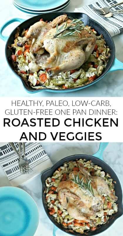 Making this roasted chicken and veggies bake on Sundays has become a tradition in my house. It’s a simple low carb and paleo chicken dinner I make every Sunday to prepare healthy meals for the workweek - a great way to meal prep quickly and easily! #chickendinner, #paleo