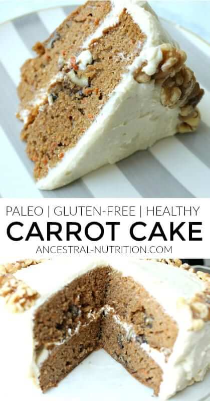 This paleo carrot cake is made with a boxed vanilla cake baking mix making this INCREDIBLY easy and completely foolproof. Not to mention, it’s actually a fairly healthy and gluten-free dessert. It has carrots and walnuts, the baking mix uses almond flour and is naturally sweetened with coconut sugar. It’s a delicious, healthy cake perfect for Mother's Day or Easter. #paleo, #dessert