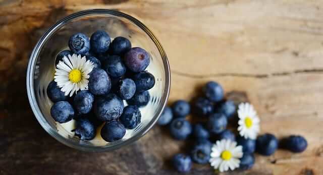 blueberries in a small glass bowl