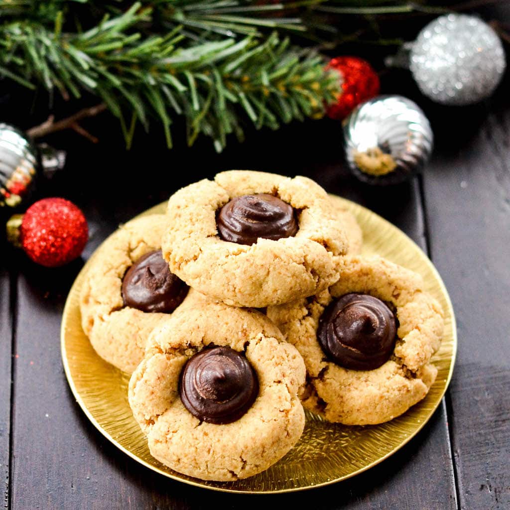 Paleo Almond Butter Blossom Cookies - overhead shot 