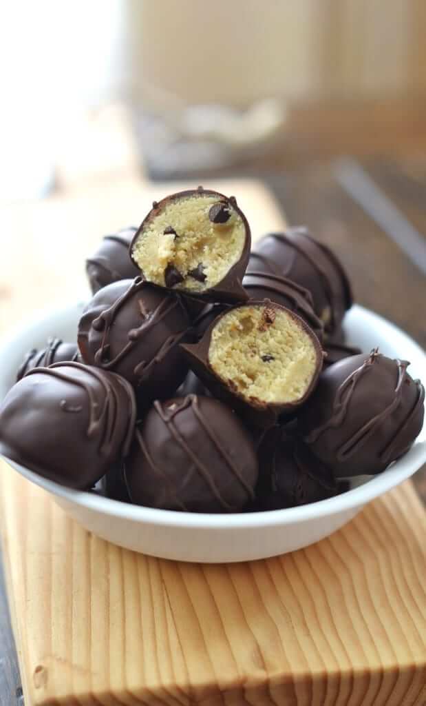 Paleo Cookie Dough Truffles in a white bowl