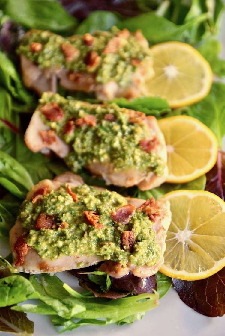 Paleo Lemon Chicken with Bacon and Gremolata - overhead shot