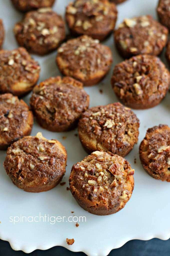 paleo pecan tassies on a white plate