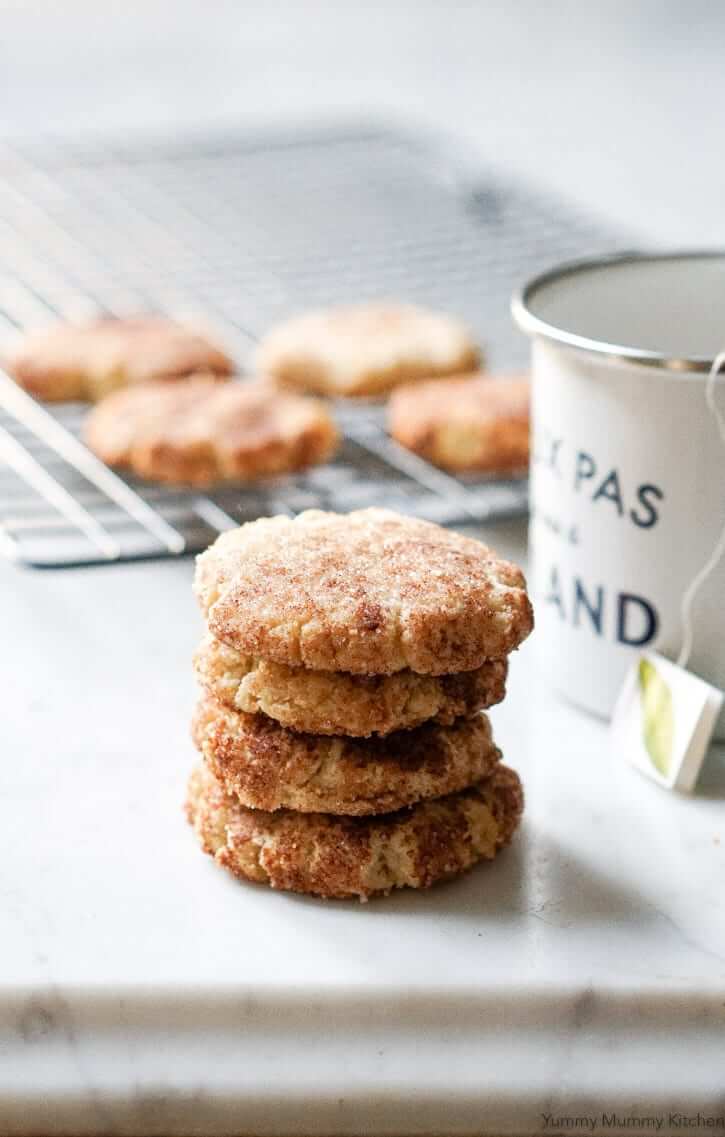 Vegan Gluten-free Snickerdoodles stacked on to of each other