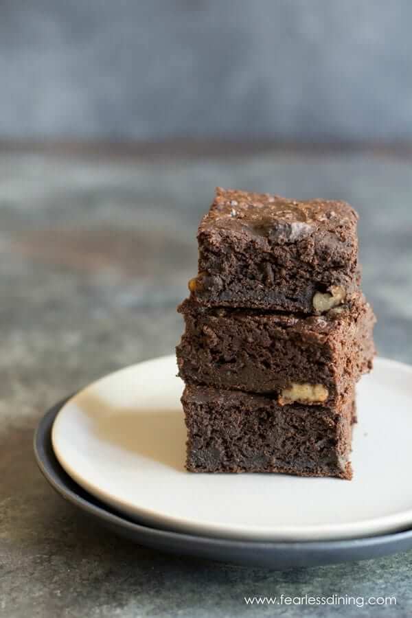 Paleo Delicata Squash Brownies stacked on top of each other