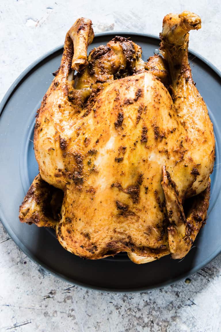 Slow Cooker Whole Roasted Chicken - overhead shot