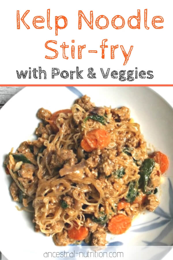 Paleo Kelp Noodle Stir-Fry with ground pork and veggies | a healthy and low-carb dinner that is easy to make and tasted simply divine #paleorecipes #kelpnoodles
