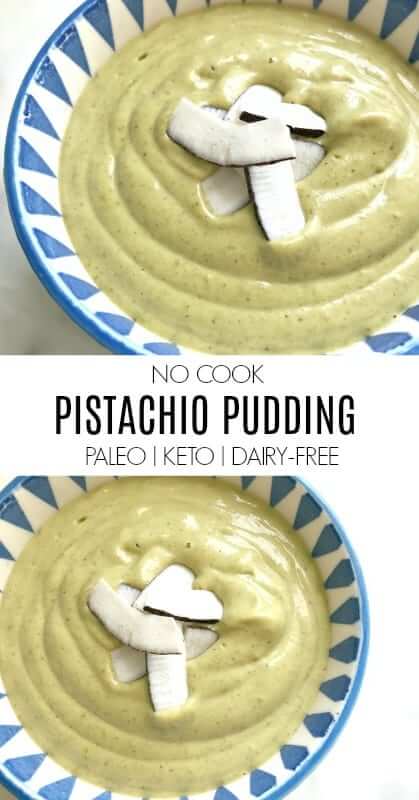 This pistacio pudding is insanely delicious. It also happens to be paleo, dairy-free, keto, refined sugar free and perfect for those late night sugar cravings. #keto #dairyfree