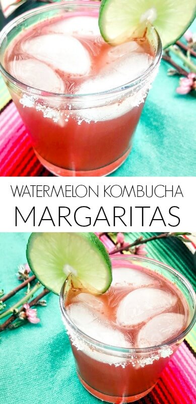Healthy Watermelon Kombucha Margarita - a paleo twist on the classic tequila based  cocktail made with fresh lime and kombucha - no sugar added and no nasty hangover the next day. Make it for 5 de mayo or 4th of July #paleo #cocktails #sugarfree #4thofjuly #5demayo