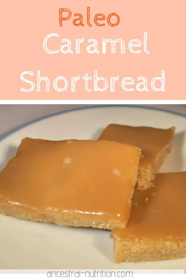 These paleo caramel shortbread squares are made with almond flour and are covered in a rich paleo caramel sauce made from coconut milk and honey! They pair really nicely with Earl Grey tea, and they are super decadent. #paleo #paleodesserts #caramel #easydesserts