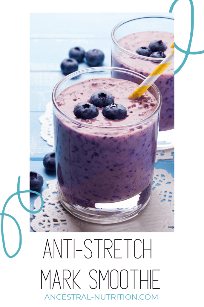 Want to learn how to prevent stretch marks? Start with diet and nutrition! I drank this anti-stretch mark smoothie daily for preventing stretch marks during pregnancy effectively. It works from the inside out to keep you and your skin happy, smoothie, wrinkle-free and healthy! #smoothierecipe #beauty #stretchmarks #easyrecipes #collagen